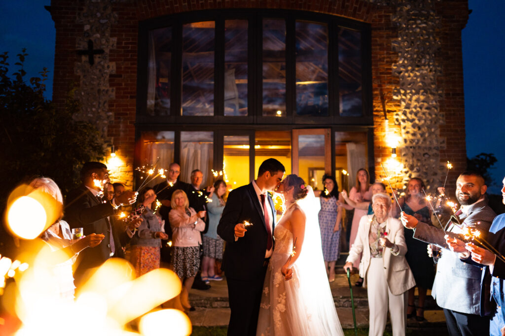 wedding day sparkler shot at Chaucer barn